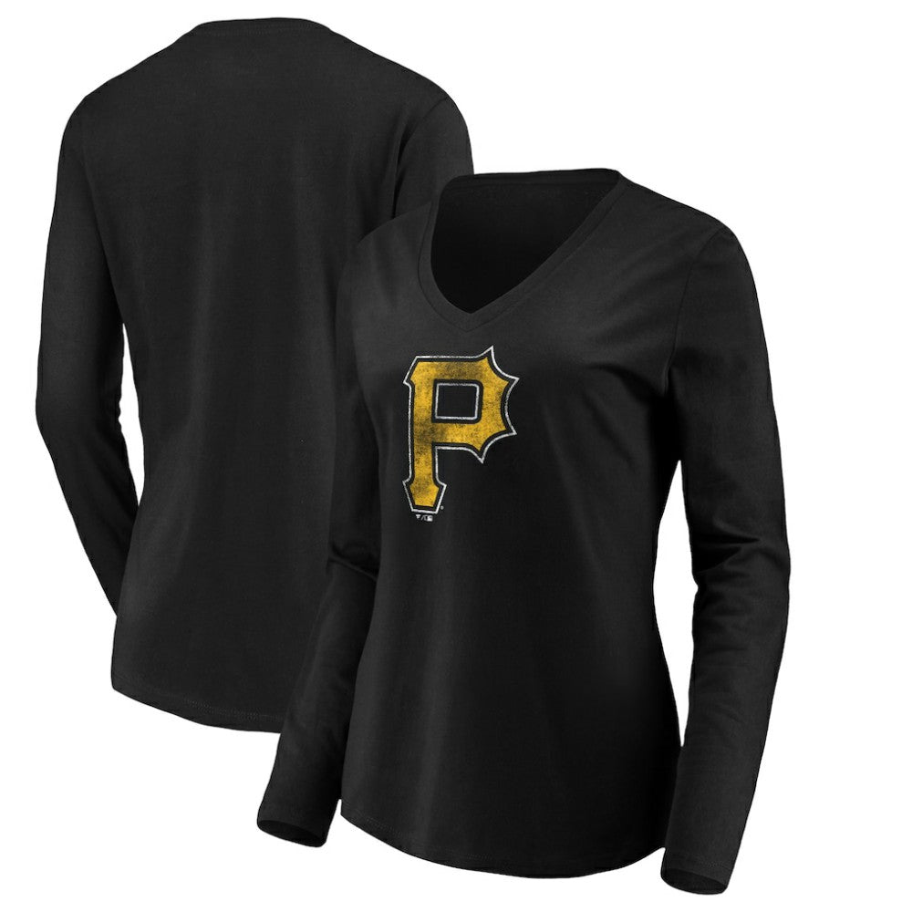 Pittsburgh Pirates Women's Core Distressed Team Long Sleeve T-Shirt Black
