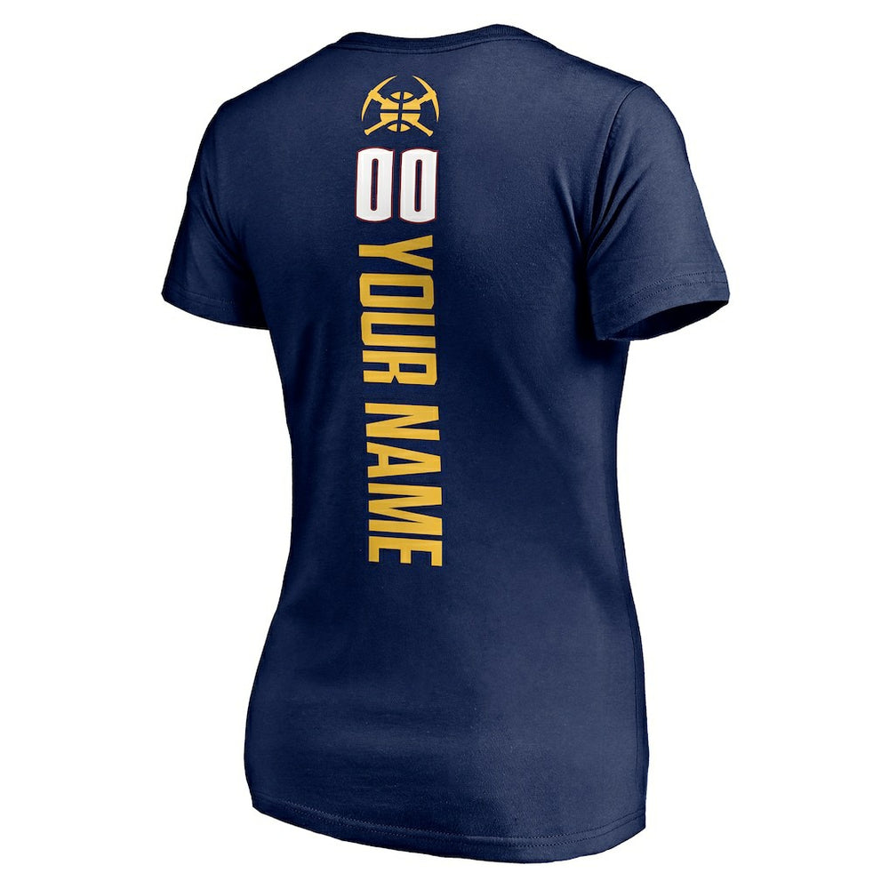 Denver Nuggets Women's Playmaker Personalized Name & Number V-Neck T-Shirt sale - Navy discount