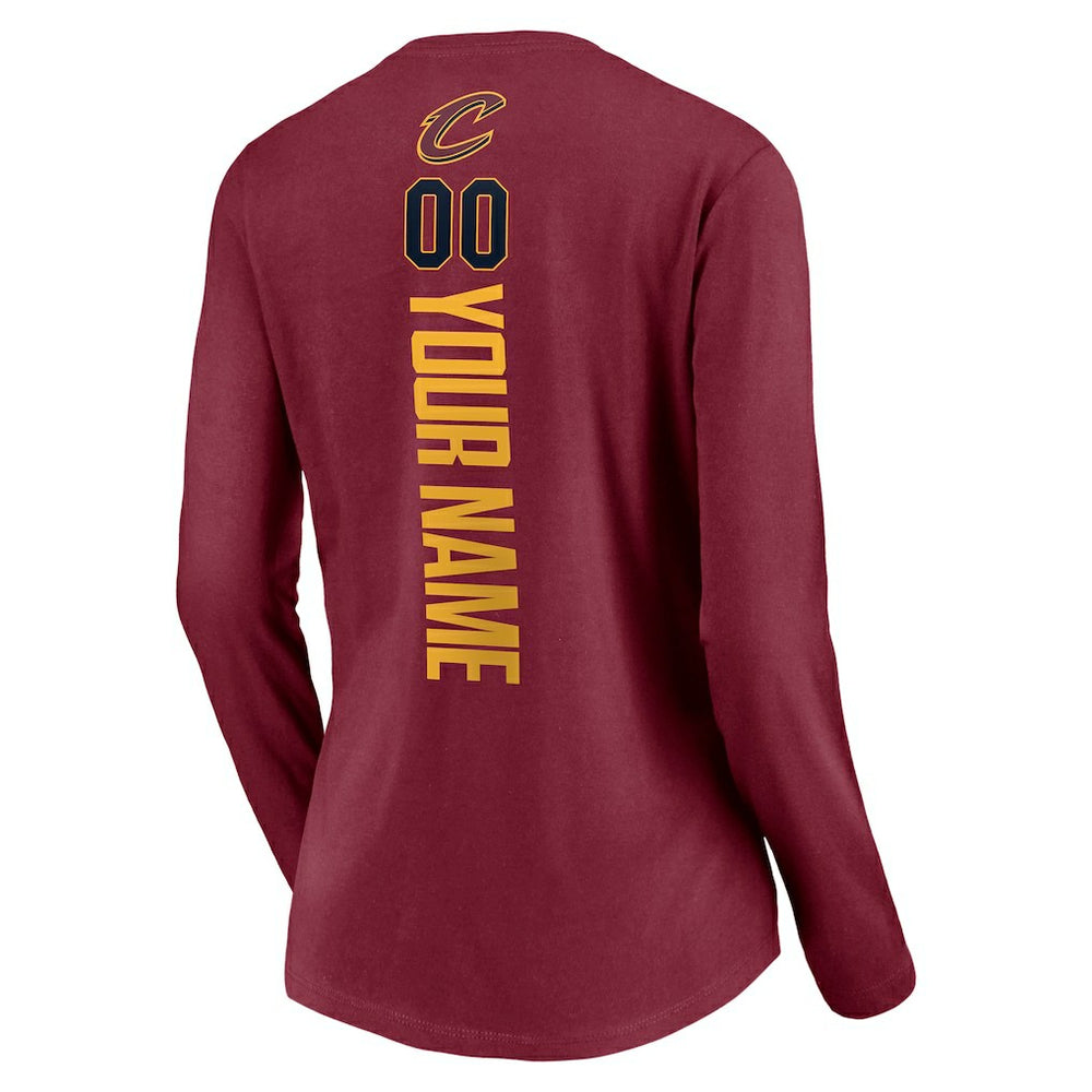 Cleveland Cavaliers Women's Playmaker Personalized Name & Number Long Sleeve V-Neck T-Shirt sale - Wine online