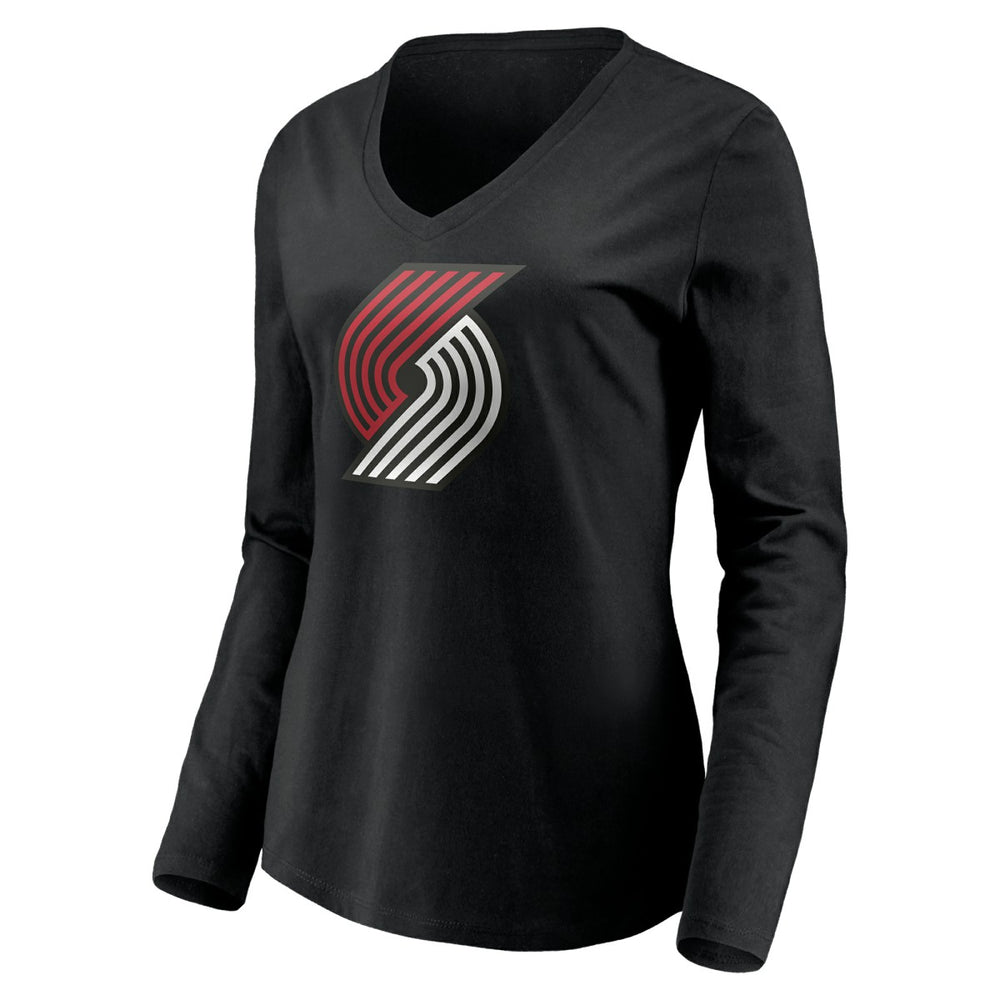 Portland Trail Blazers Women's Playmaker Personalized Name & Number Long Sleeve V-Neck T-Shirt - Black online