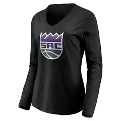 Sacramento Kings Women's Playmaker Personalized Name & Number Long Sleeve V-Neck T-Shirt - Black discount