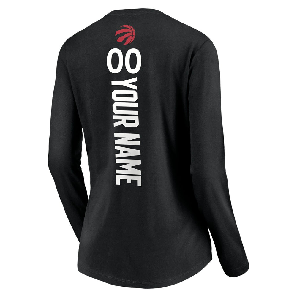 Toronto Raptors Women's Playmaker Personalized Name & Number Long Sleeve V-Neck T-Shirt - Black discount