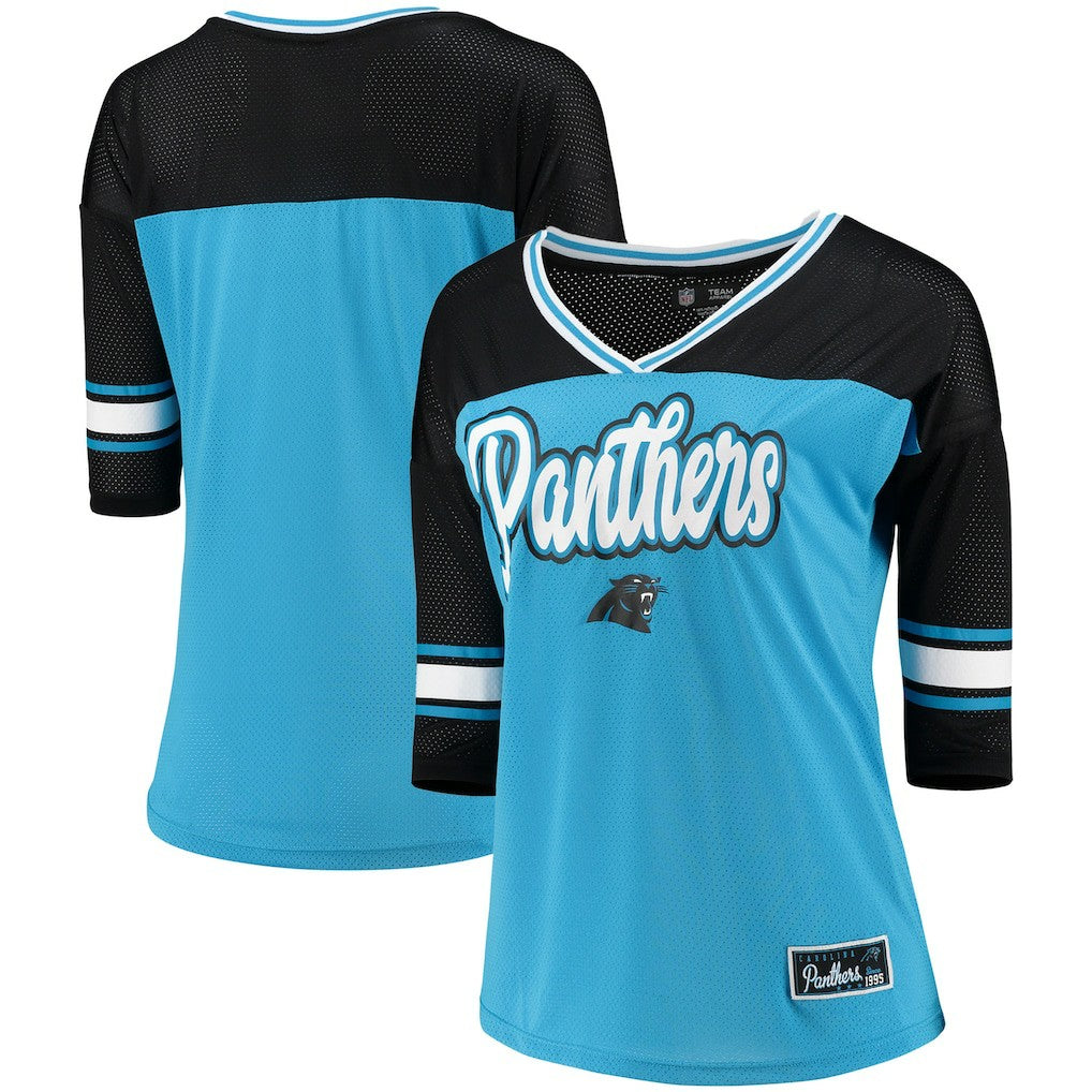 Carolina Panthers 5th & Ocean by New Era Women's Mesh Long Sleeve T-Shirt - Blue discount