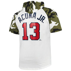 Ronald Acuna Jr. Atlanta Braves Player Big & Tall Raglan Hoodie T-Shirt White/Camo