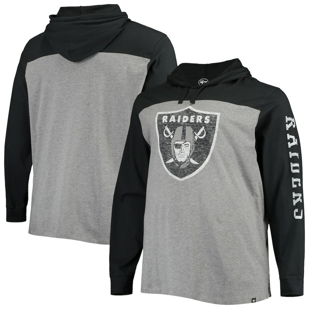 Las Vegas Raiders '47 Franklin Wooster Long Sleeve Hoodie T-Shirt - Heathered Gray/Black cheap