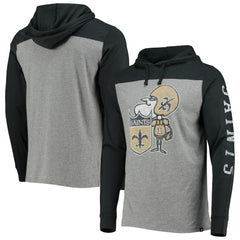 New Orleans Saints '47 Franklin Wooster Throwback Long Sleeve Hoodie T-Shirt - Heathered Gray on sale