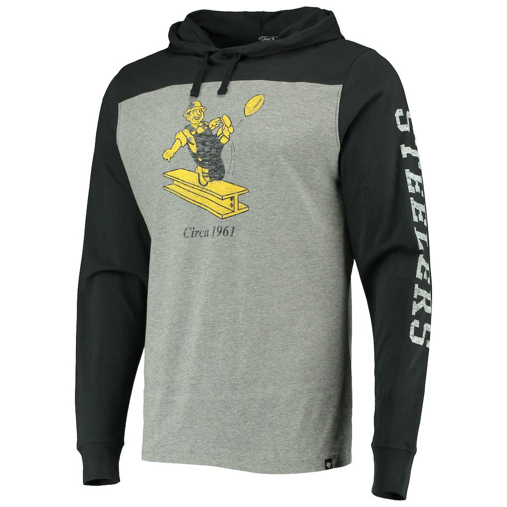 Pittsburgh Steelers '47 Franklin Wooster Throwback Long Sleeve Hoodie T-Shirt - Heathered Gray cheap