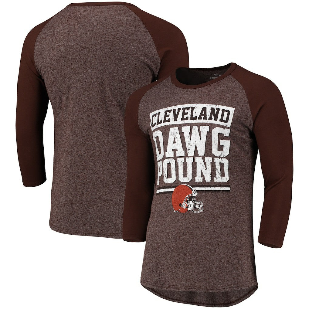 Cleveland Browns Pastime Raglan 3/4-Sleeve T-Shirt - Heathered Brown on sale