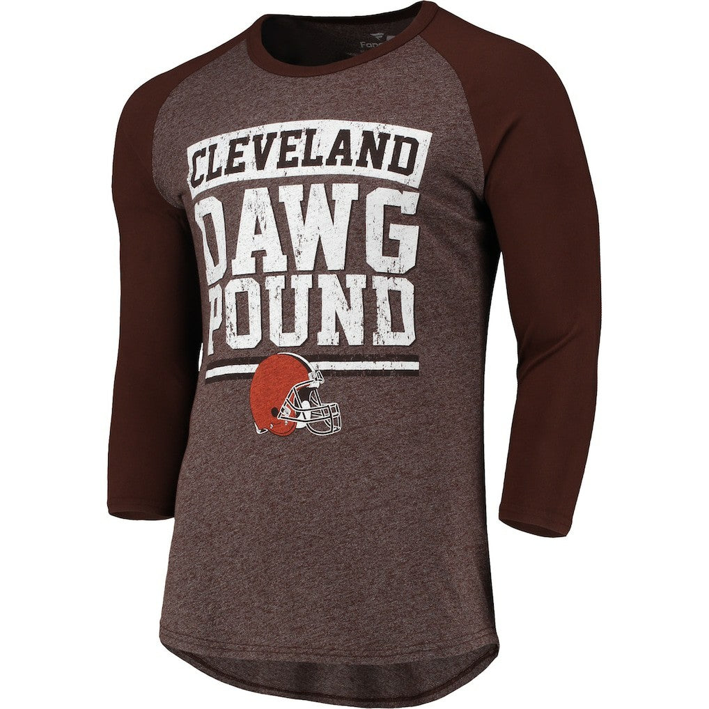 Cleveland Browns Pastime Raglan 3/4-Sleeve T-Shirt - Heathered Brown on sale