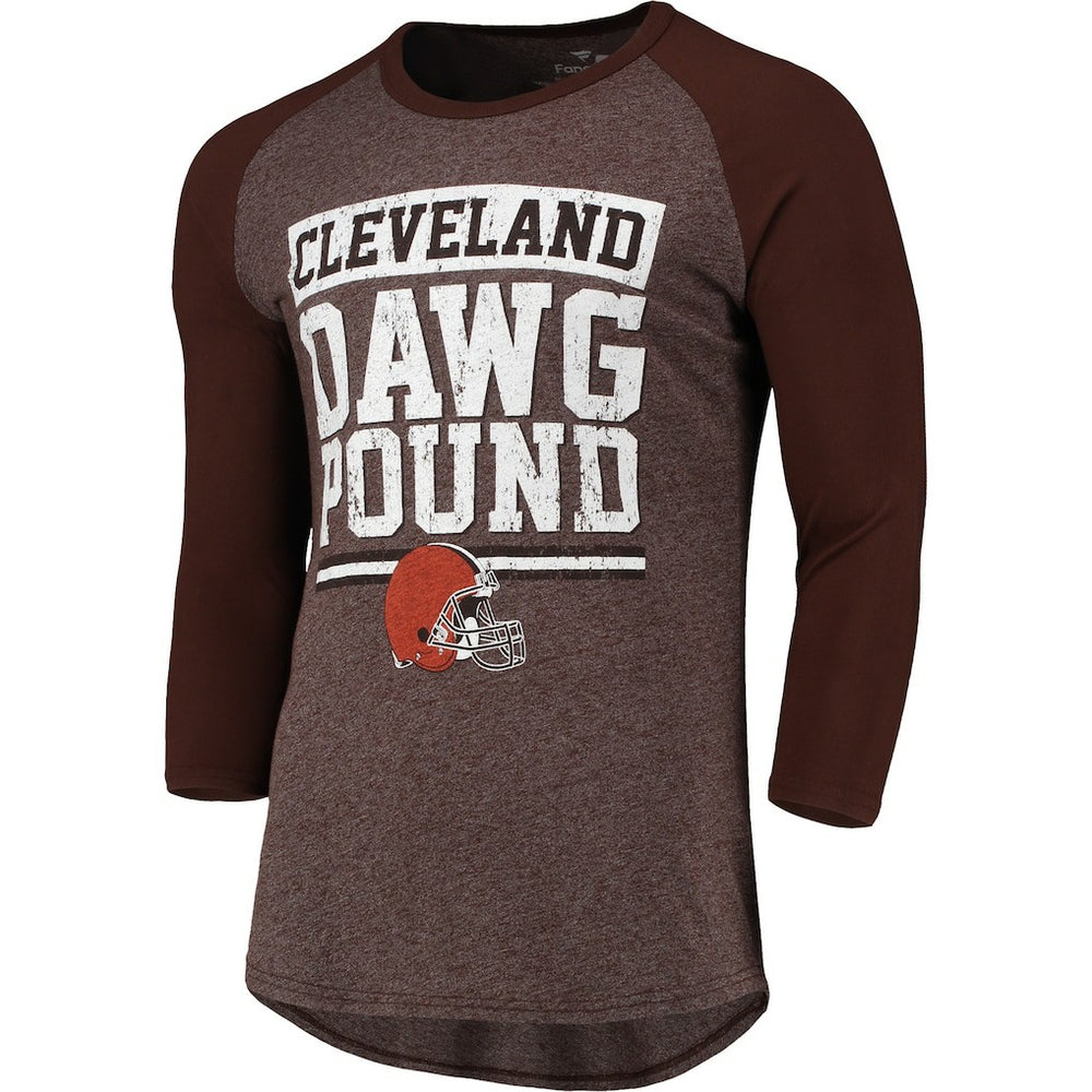 Cleveland Browns Pastime Raglan 3/4-Sleeve T-Shirt - Heathered Brown on sale