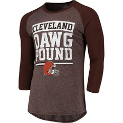 Cleveland Browns Pastime Raglan 3/4-Sleeve T-Shirt - Heathered Brown on sale
