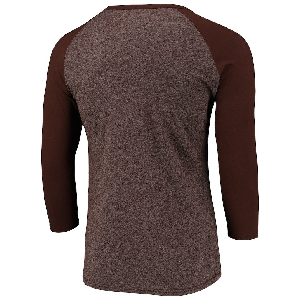 Cleveland Browns Pastime Raglan 3/4-Sleeve T-Shirt - Heathered Brown on sale