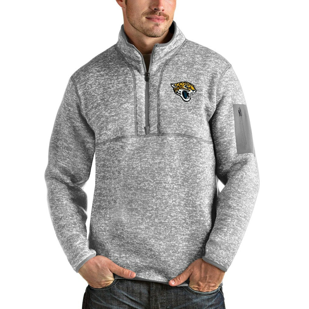 Jacksonville Jaguars Antigua Team Logo Fortune Quarter-Zip Pullover Jacket - Heather Gray cheap