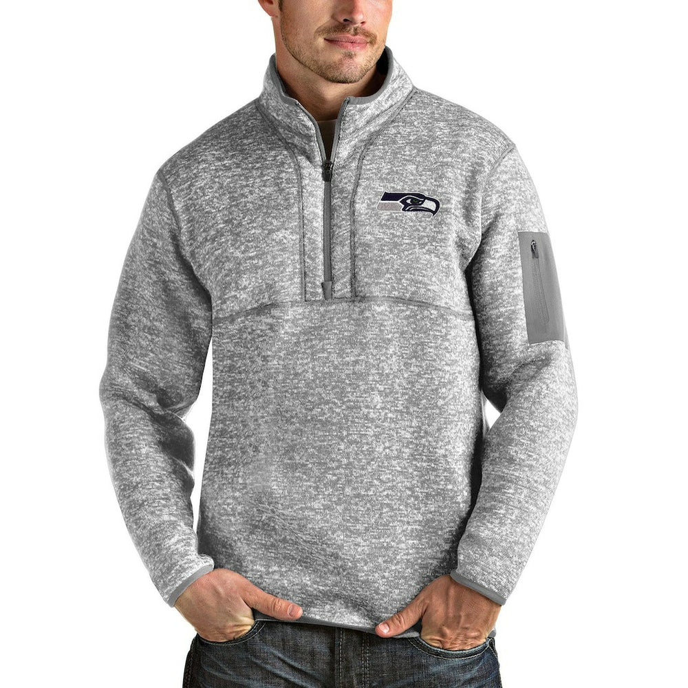 Seattle Seahawks Antigua Team Logo Fortune Quarter-Zip Pullover Jacket - Heather Gray online