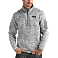 Seattle Seahawks Antigua Team Logo Fortune Quarter-Zip Pullover Jacket - Heather Gray online