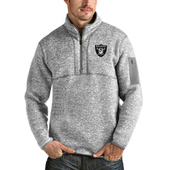 Las Vegas Raiders Antigua Team Logo Fortune Quarter-Zip Pullover Jacket - Heather Gray sale