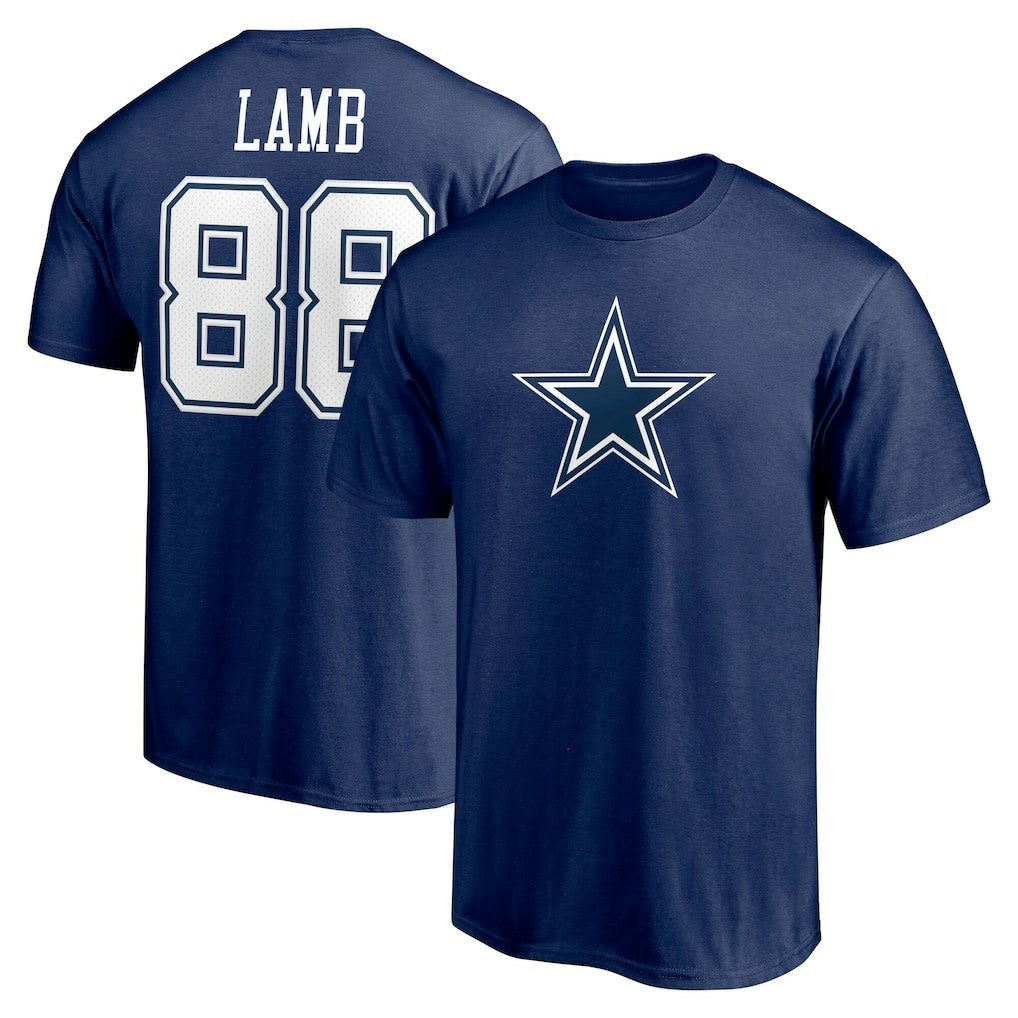 CeeDee Lamb Dallas Cowboys Player Icon Name & Number T-Shirt - Navy for sale