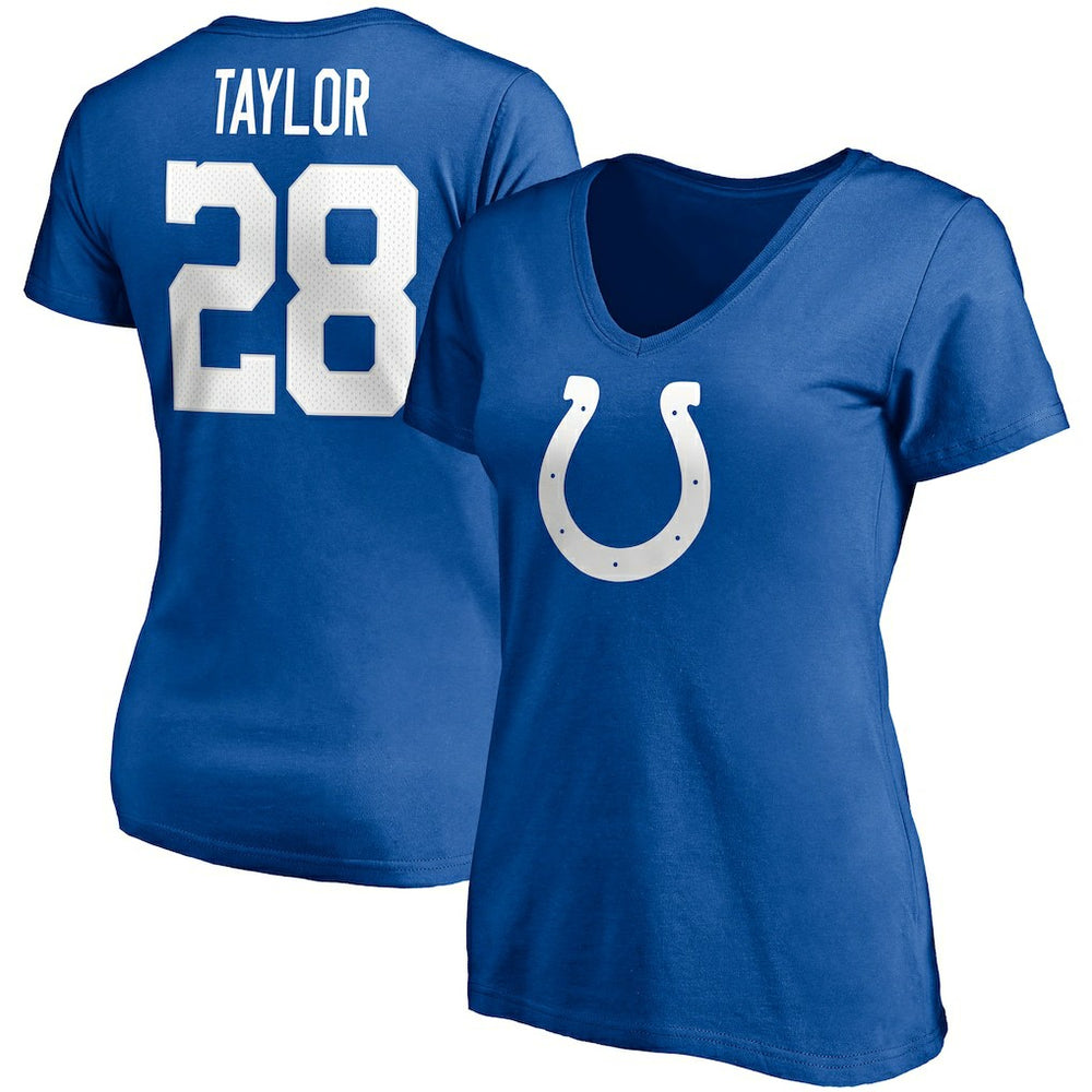 Jonathan Taylor Indianapolis Colts Women's Player Icon Name & Number V-Neck T-Shirt - Royal for sale