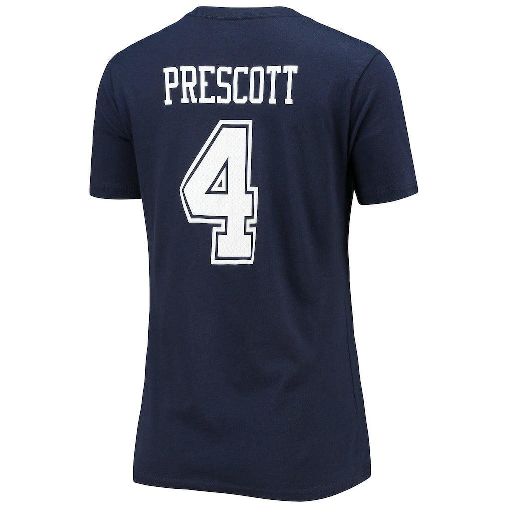 Dak Prescott Dallas Cowboys Women's Player Icon Name & Number V-Neck T-Shirt - Navy for sale