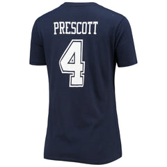 Dak Prescott Dallas Cowboys Women's Player Icon Name & Number V-Neck T-Shirt - Navy for sale