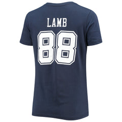 CeeDee Lamb Dallas Cowboys Women's Player Icon Name & Number V-Neck T-Shirt - Navy for sale