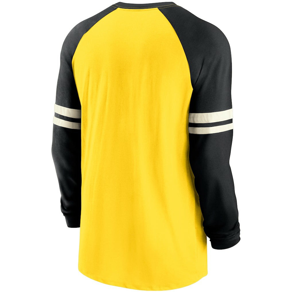 Pittsburgh Steelers Throwback Raglan Long Sleeve T-Shirt - Gold/Black for sale