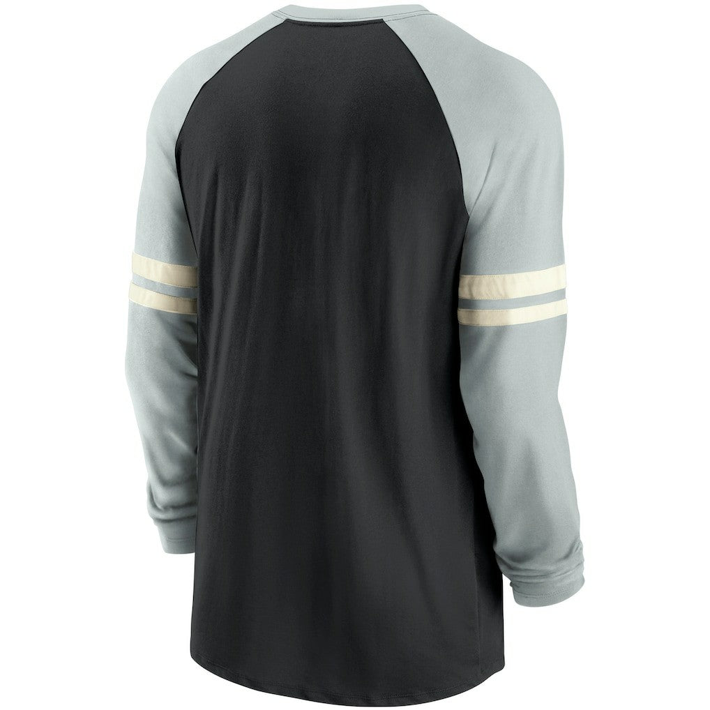 Las Vegas Raiders Throwback Raglan Long Sleeve T-Shirt - Black/Silver sale