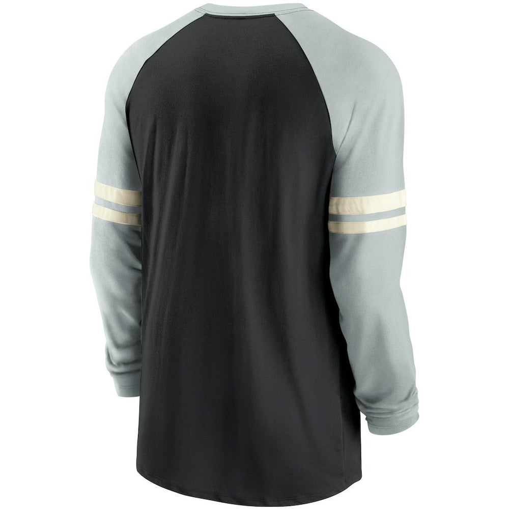Las Vegas Raiders Throwback Raglan Long Sleeve T-Shirt - Black/Silver sale