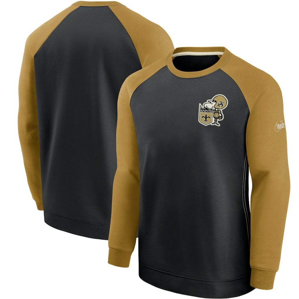 New Orleans Saints Historic Raglan Performance Pullover Sweater - Black/Gold online