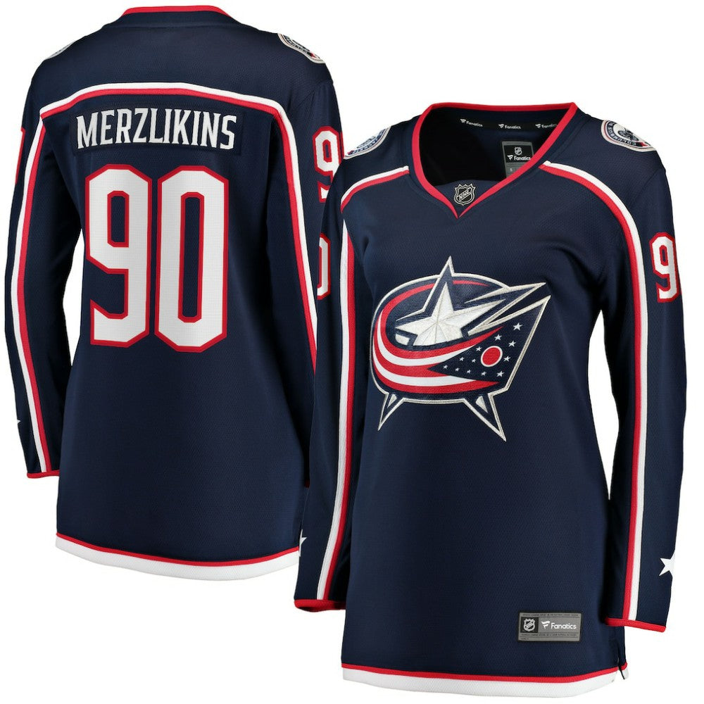 Elvis Merzlikins Columbus Blue Jackets Fanatics Women's Home Breakaway Jersey - Navy Jerseys