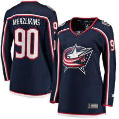 Elvis Merzlikins Columbus Blue Jackets Fanatics Women's Home Breakaway Jersey - Navy Jerseys
