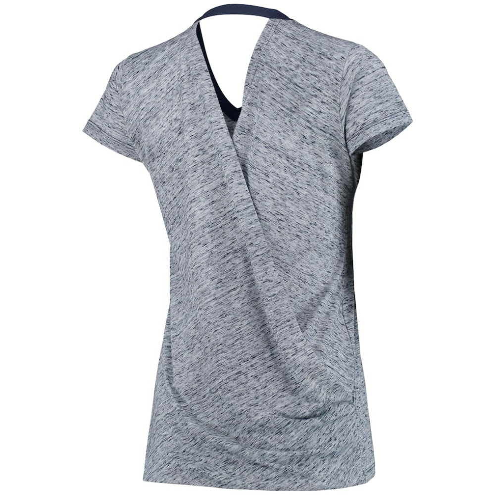 Detroit Tigers Touch Women's Hail Mary V-Neck Back Wrap T-Shirt Navy