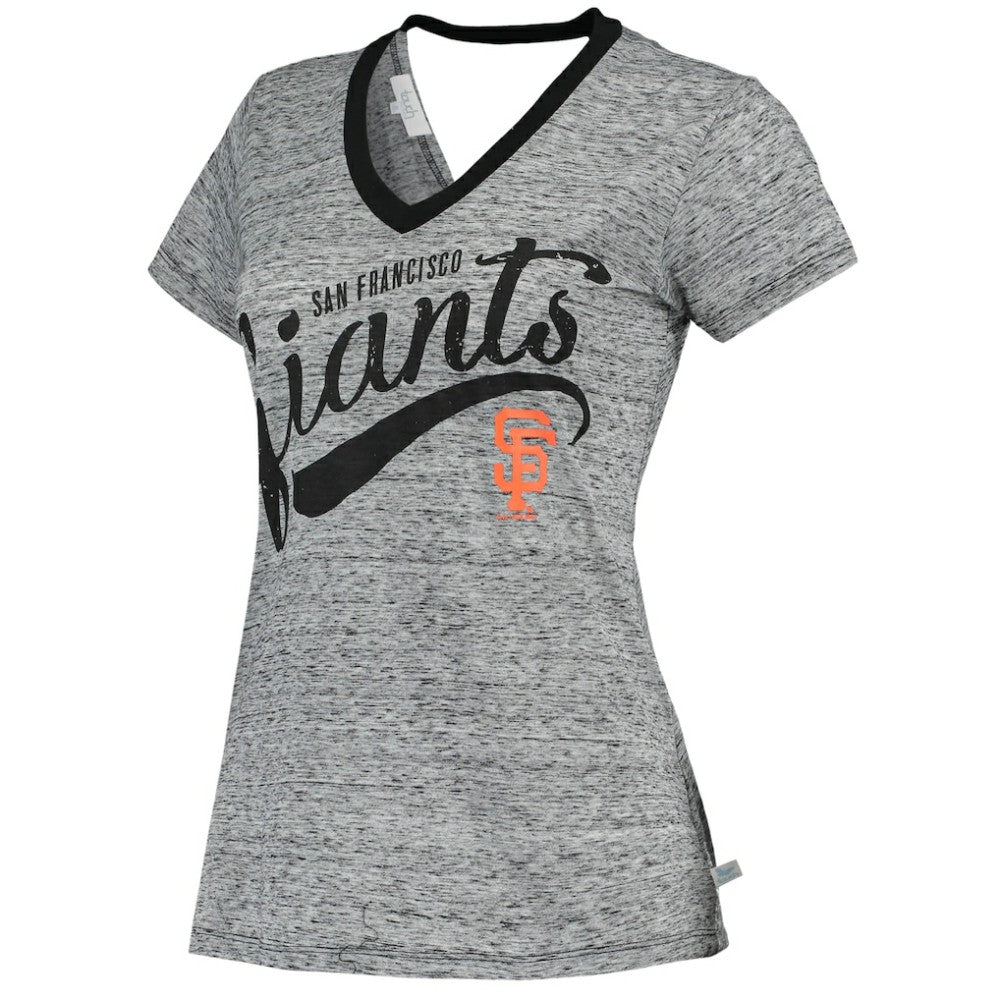 San Francisco Giants Touch Women's Hail Mary V-Neck Back Wrap T-Shirt Black