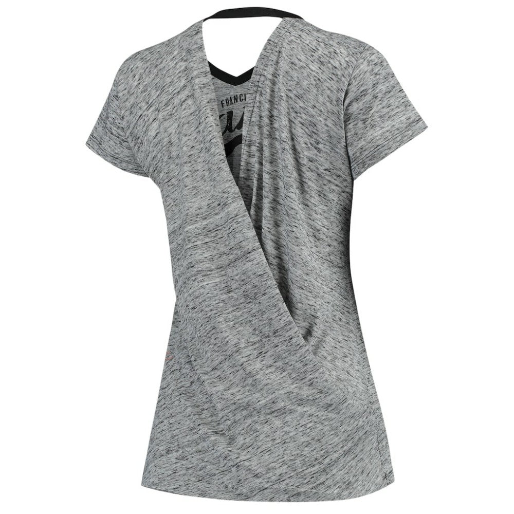 San Francisco Giants Touch Women's Hail Mary V-Neck Back Wrap T-Shirt Black
