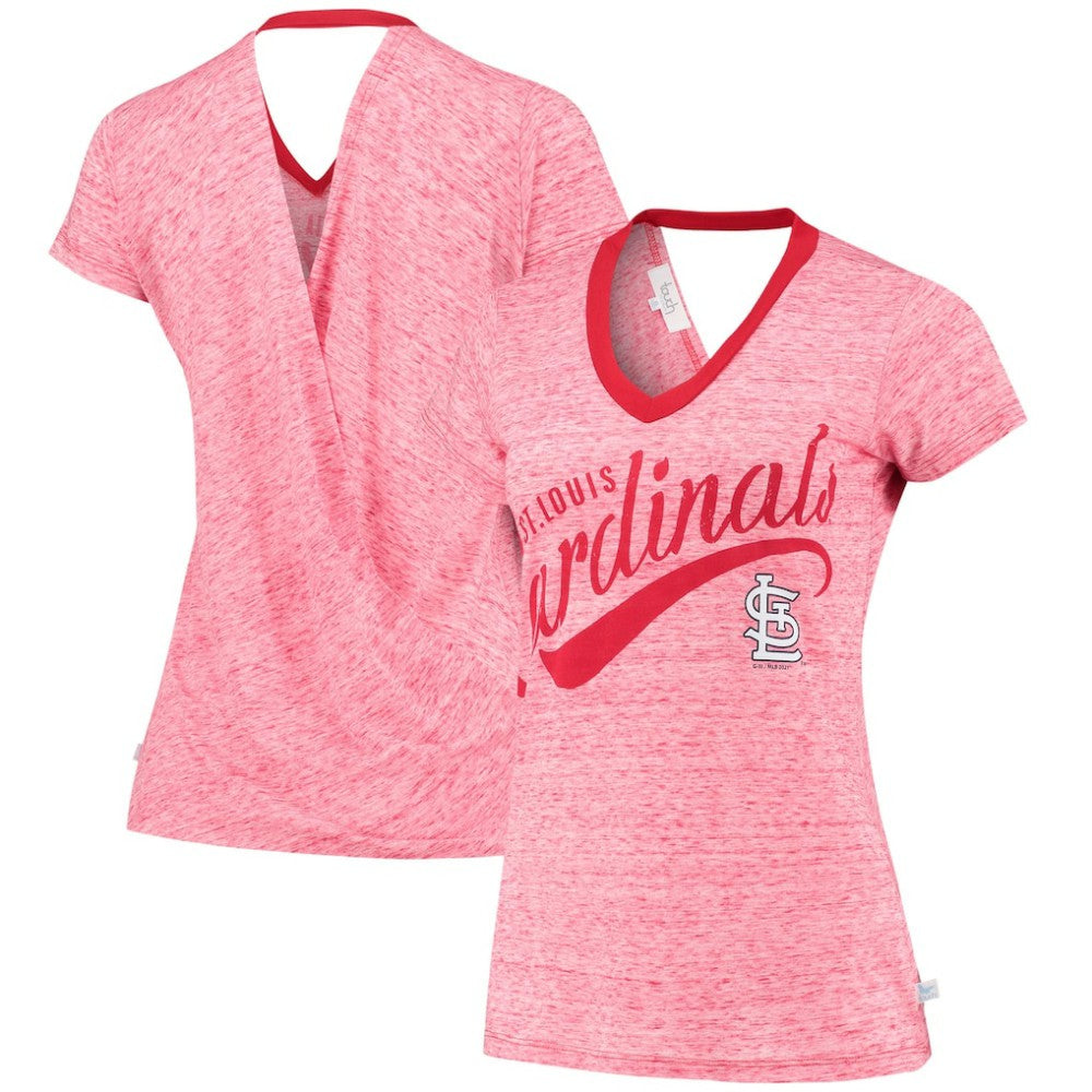 St. Louis Cardinals Touch Women's Hail Mary V-Neck Back Wrap T-Shirt Red