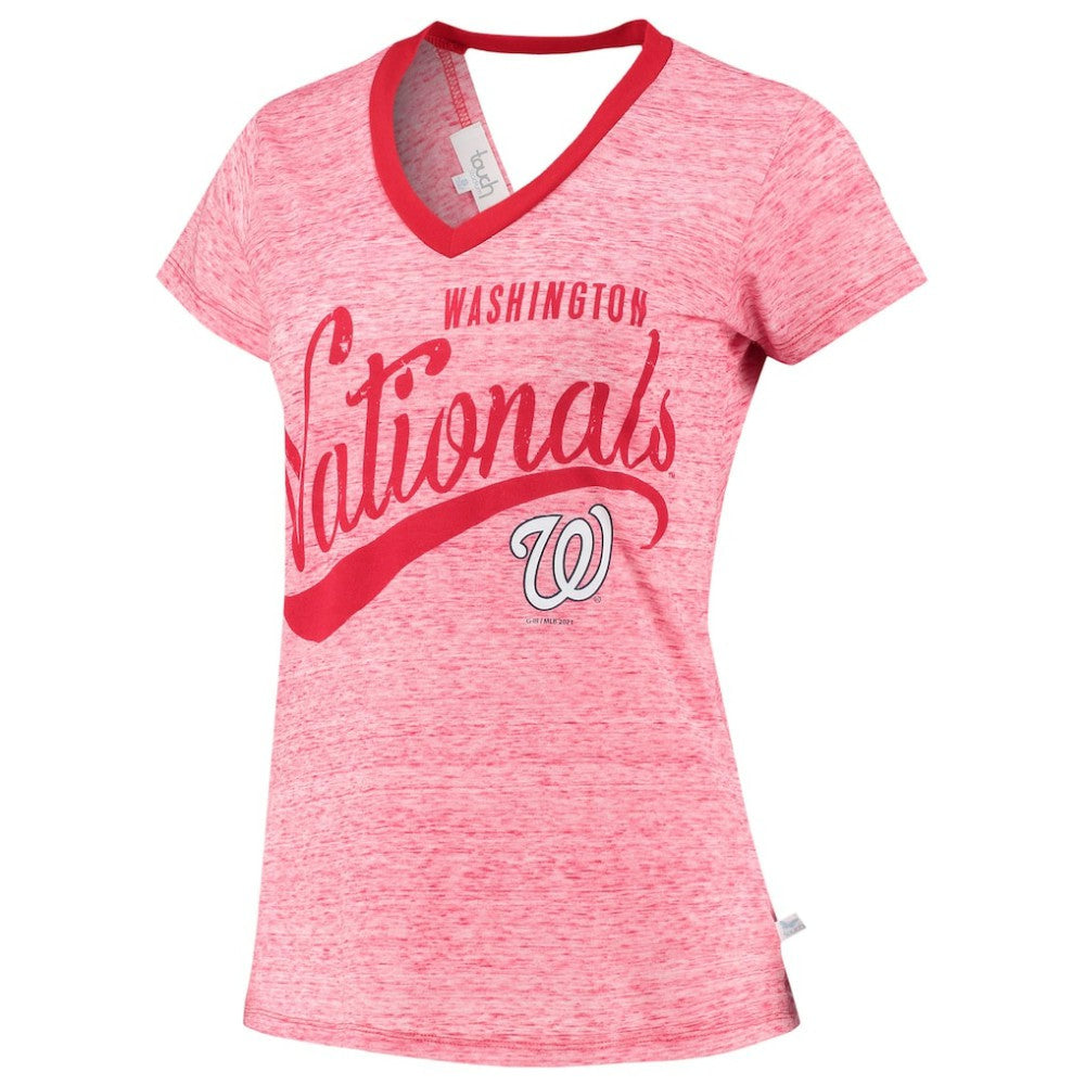 Washington Nationals Touch Women's Hail Mary V-Neck Back Wrap T-Shirt Red