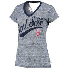 Boston Red Sox Touch Women's Hail Mary V-Neck Back Wrap T-Shirt Navy