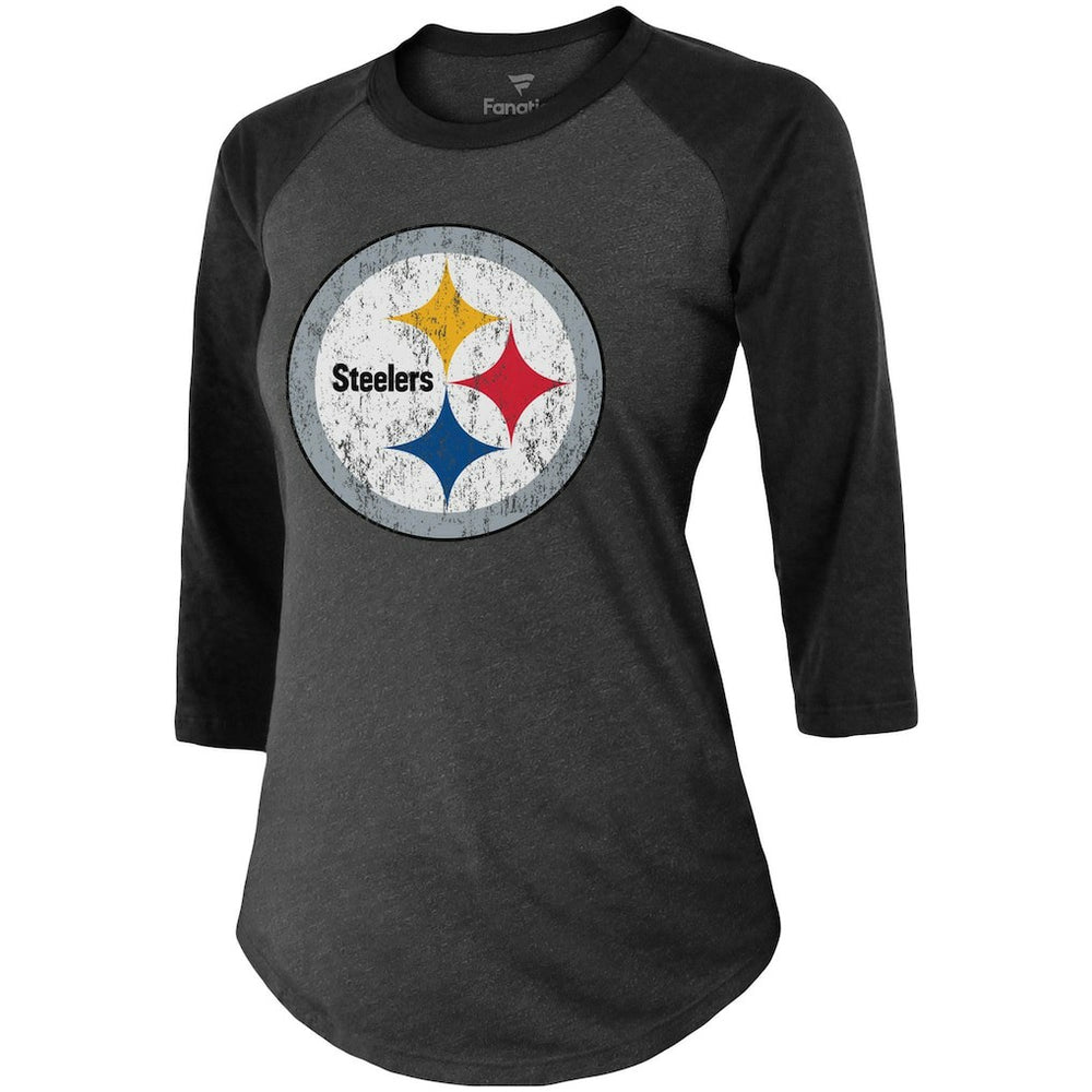 Chase Claypool Pittsburgh Steelers Women's Team Player Name & Number Tri-Blend Raglan 3/4-Sleeve T-Shirt - Black for sale