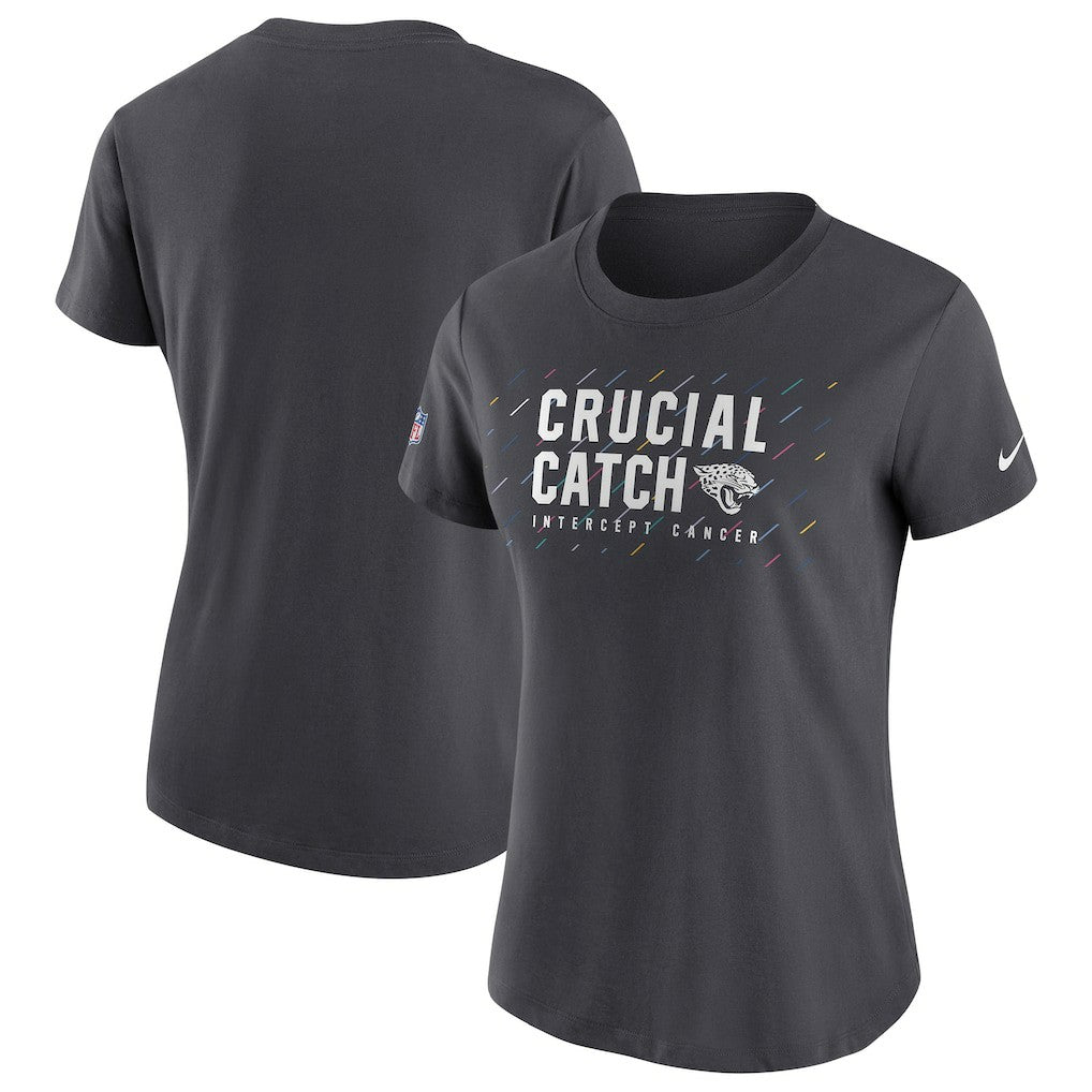 Jacksonville Jaguars Women's NFL Crucial Catch Performance T-Shirt - Anthracite sale