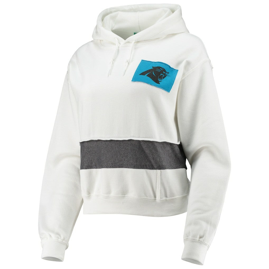 Carolina Panthers Refried Apparel Women's Sustainable Crop Dolman Pullover Hoodie - White for sale