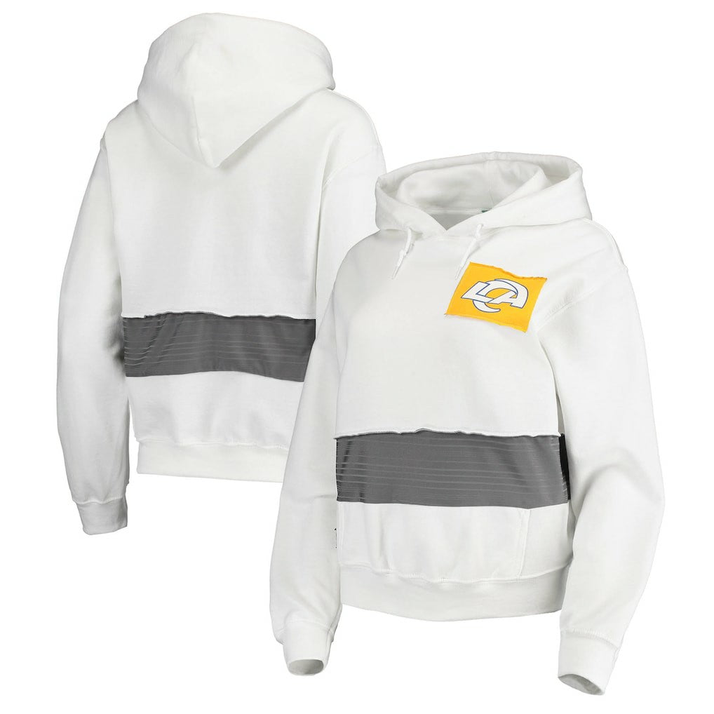 Los Angeles Rams Refried Apparel Women's Sustainable Crop Dolman Pullover Hoodie - White outlet