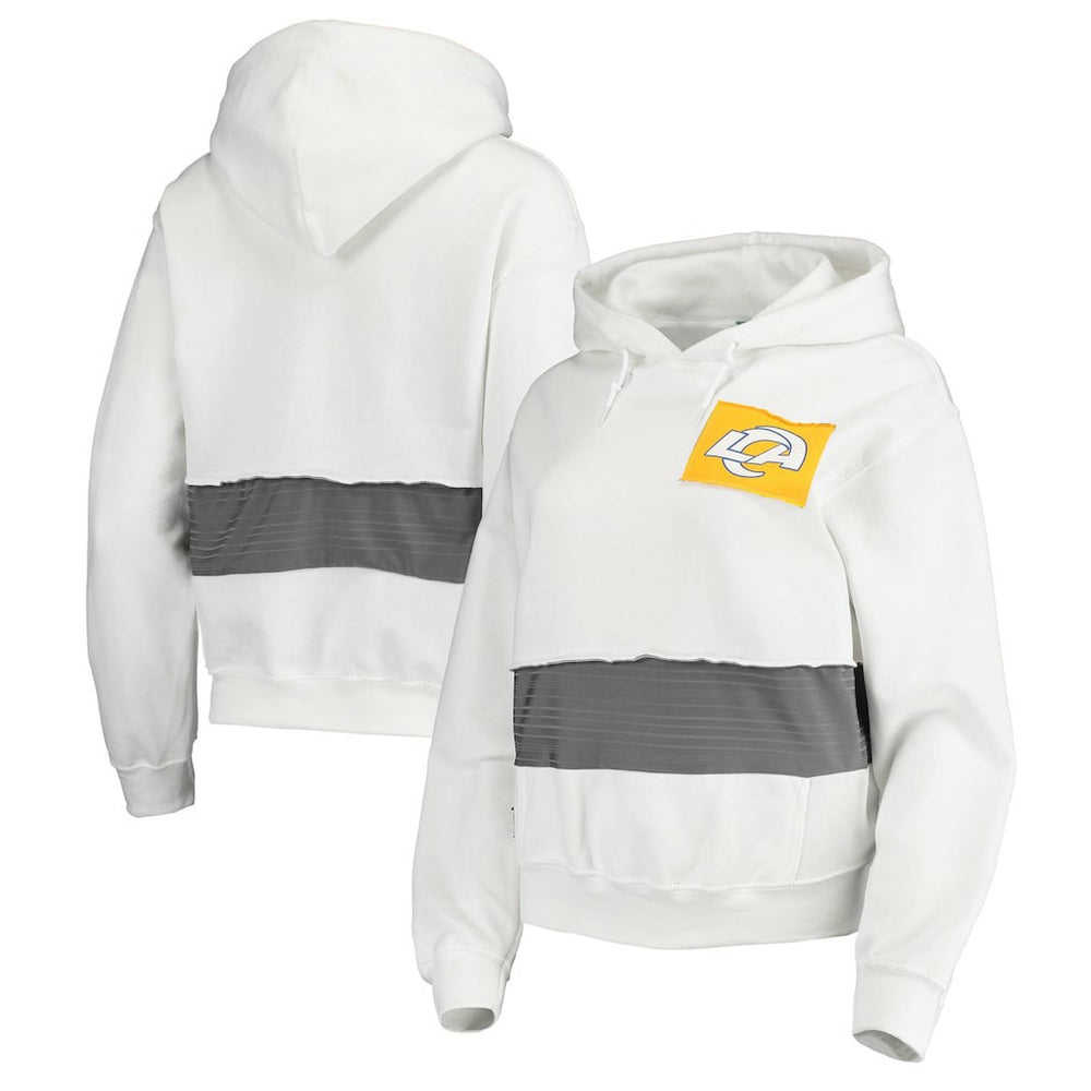 Los Angeles Rams Refried Apparel Women's Sustainable Crop Dolman Pullover Hoodie - White outlet