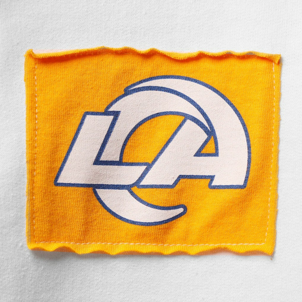 Los Angeles Rams Refried Apparel Women's Sustainable Crop Dolman Pullover Hoodie - White outlet