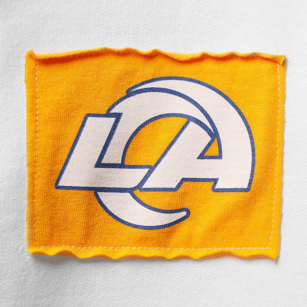 Los Angeles Rams Refried Apparel Women's Sustainable Crop Dolman Pullover Hoodie - White outlet