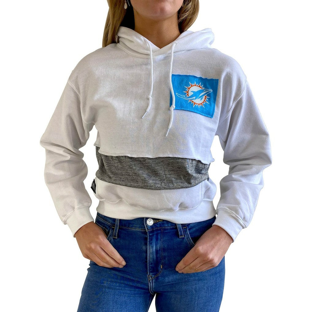 Miami Dolphins Refried Apparel Women's Sustainable Crop Dolman Pullover Hoodie - White online
