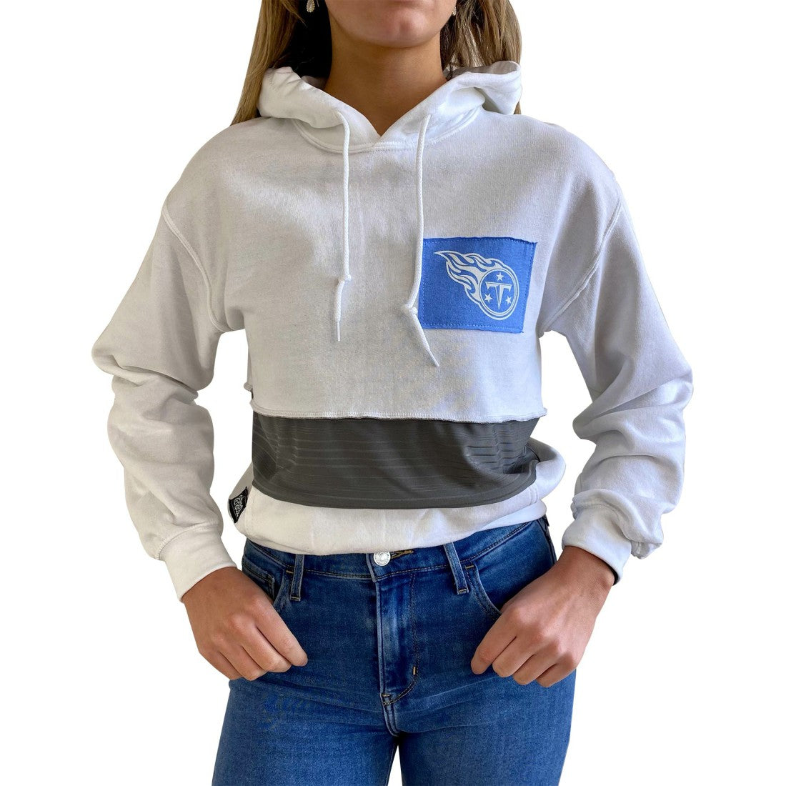 Tennessee Titans Refried Apparel Women's Sustainable Crop Dolman Pullover Hoodie - White online