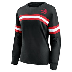 Toronto Raptors Women's Block Party Chest Logo Striped Long Sleeve T-Shirt - Black online
