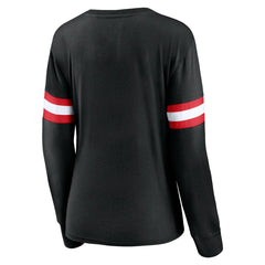 Toronto Raptors Women's Block Party Chest Logo Striped Long Sleeve T-Shirt - Black online