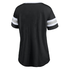 Brooklyn Nets Women's Block Party Striped Sleeve T-Shirt - Black/Heathered Gray on sale