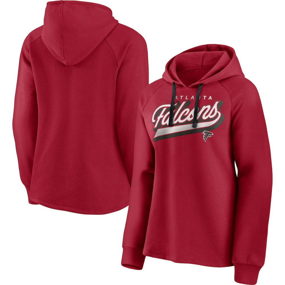 Atlanta Falcons Women's First Contact Raglan Pullover Hoodie - Red for sale